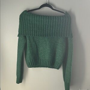 NOBO Off-Shoulder Sweater in Forest Green